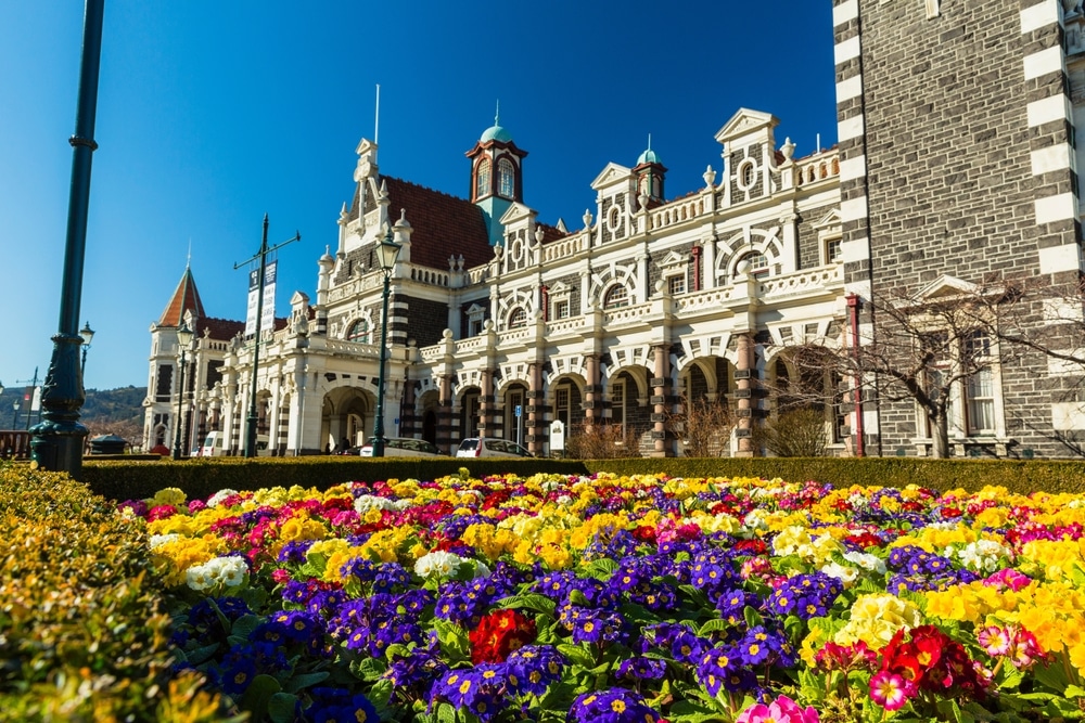 New Zealand New Zealand Danish Renaissance Dunedin Station and Flower Garden in Dunedin